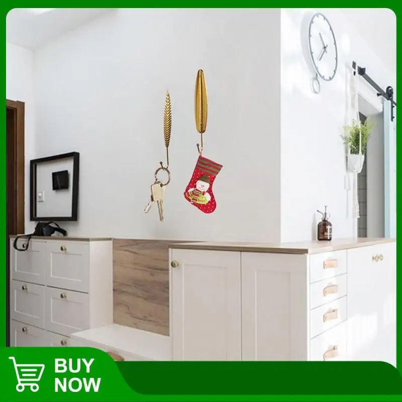 

Скандинавский крючок в форме листа из кованого железа, настенная вешалка, подвесная полка для хранения, держатель для ключей, золотые/зелен...