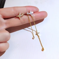 trendy exquisite 14k real gold awn star earrings for women high quality jewelry bling aaa zirconia s925 silver needle party gift