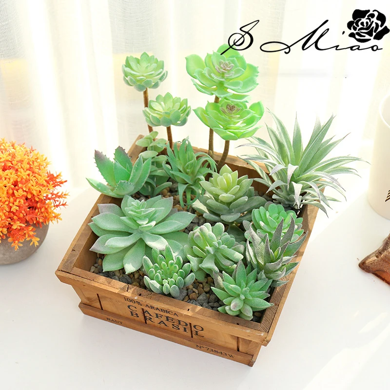 

Artificial Succulent Plants Lotus Landscape Decorative Flower Mini Green Fake Succulents Plant Garden Arrangement Decor Bonsai