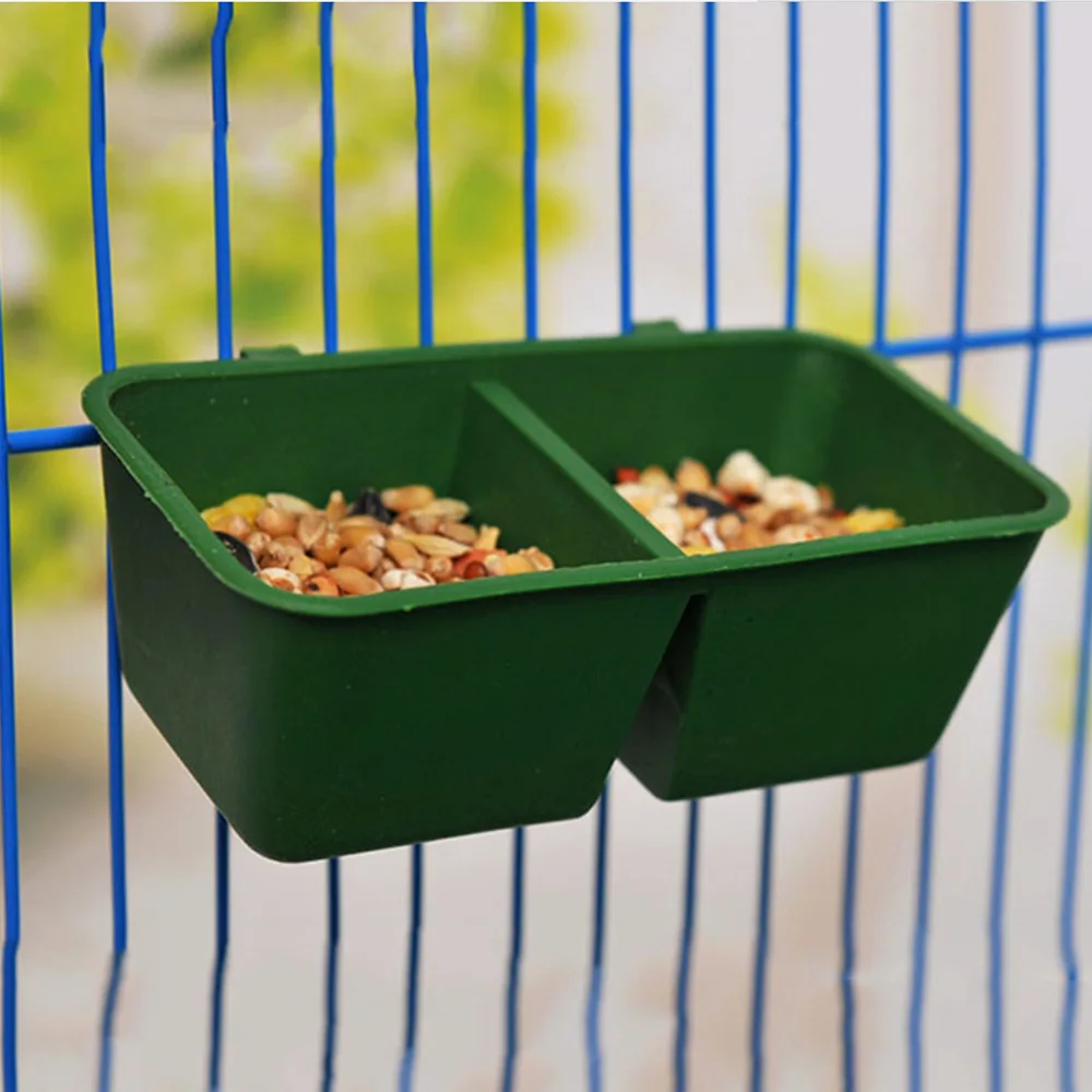 

Multi-function Food Tray Parrot Bathtub Animal Container Cage Standing Box Hamster Double Groove Feeder Plastic Container