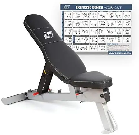 

Utility Weight Bench for Home Gym, Weightlifting and Strength Training - Bonus Workout Poster with 35 Total Body Exercises