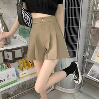 women oversize loose solid preppy shorts female fashion style elegant all match shorts ladies casual streetwear short pants a100
