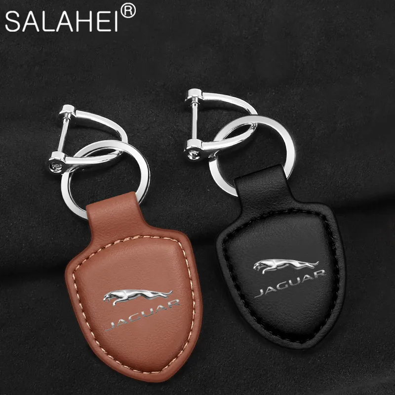 

Leather Car Styling Key Emblem Chain Ring Keyring Keychain For Jaguar XF XJ XE XJL XFL C-X16 V12 E-PACE Guitar Auto Accessories