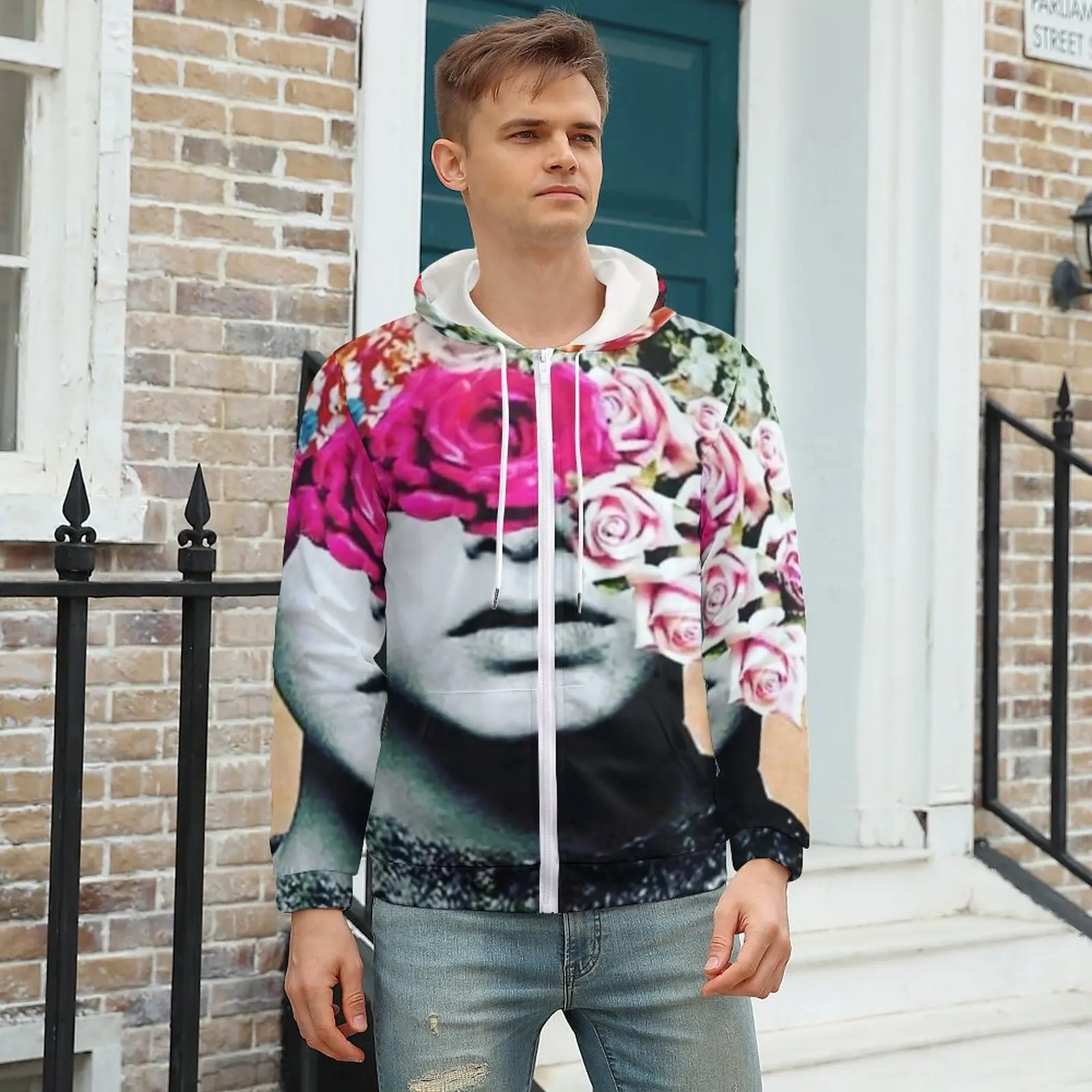 

Women Head With Flowers Hoodies The Hidden Woman Polyester Zip Up Hoodie Stylish Warm Hoodie Over Size