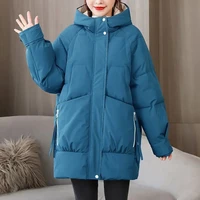womens hooded overcoat casual long coats cotton padded parkas 2021 new winter jackets warm female loose solid jacket outerwear