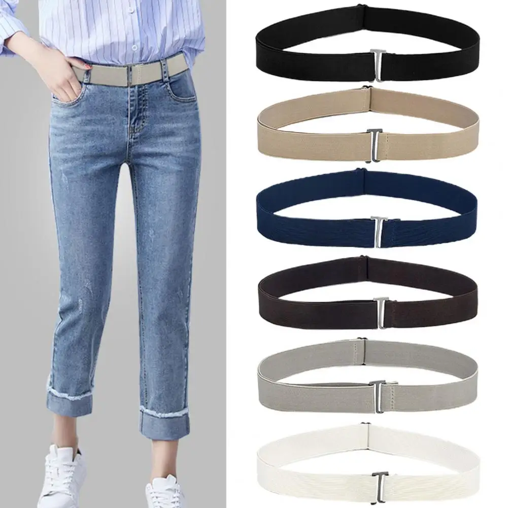 

Women Belt Solid Color Waistband Single Circle Good Elasticity Jeans Belt