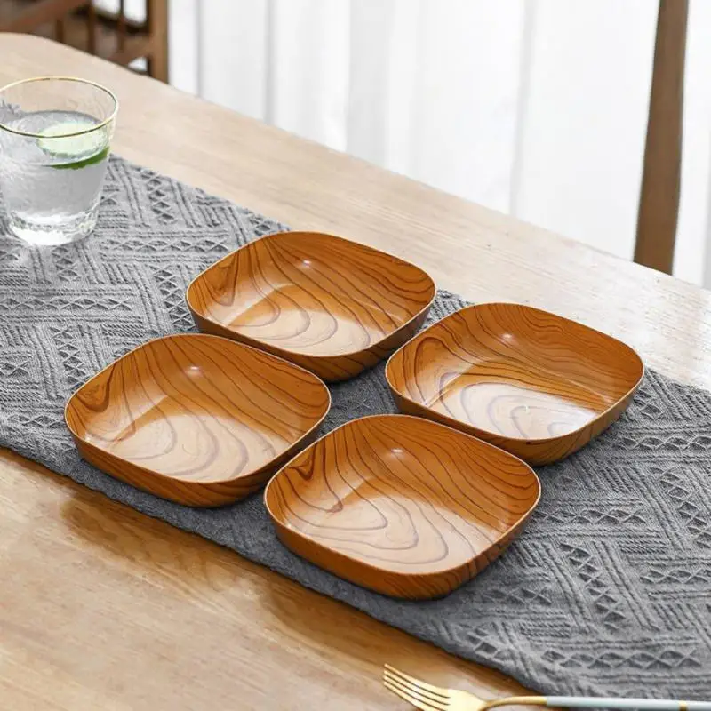 

1pcs Wood Plastic Square Snack Plate Flavor Small Dish Dried Fruit Cake Snack Plates Seasoning Dish Kitchen Tableware