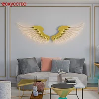 Creative Rgb Colorful Acrylic Wings Remote Led Wall Lamp For Cafe Bar Bedroom Living Room Party Decoration Sconce Light Fixtures