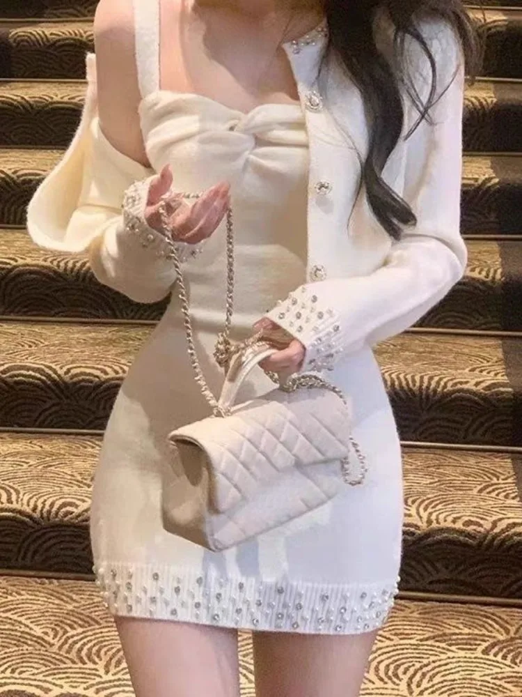 Женский трикотажный комплект из двух предметов укороченный Кардиган с длинным