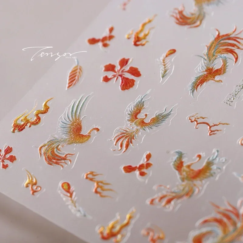 Китайский стиль красное золото штампованное благородный фенікс перо дракон