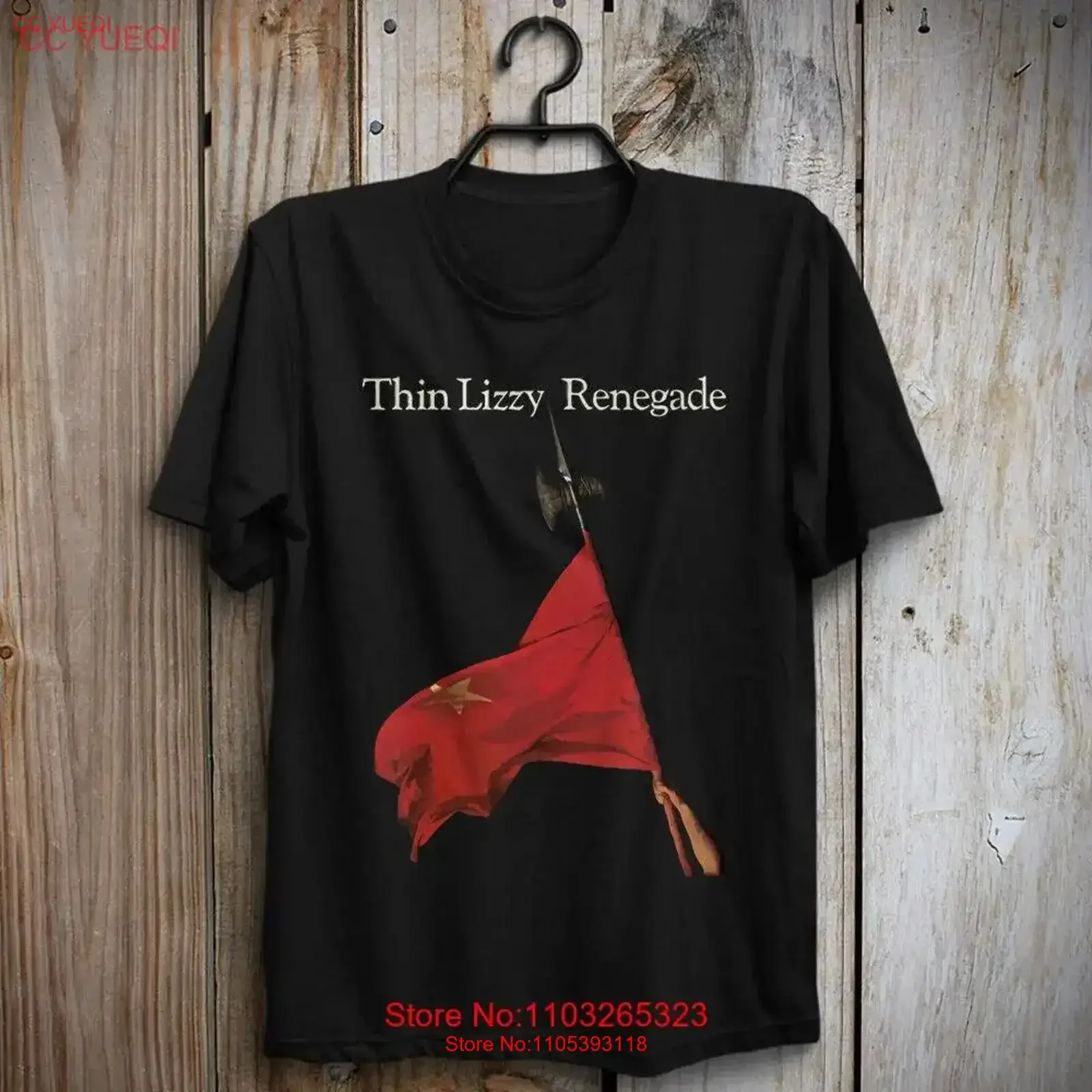 Фото Футболка Thin Lizzy Irish Rock Band с изображением Даррена Уортон, Брайана Дауни, Фила Линнотта, винтажная, стильная, дизайнерская одежда с эффектом потертости. №1
