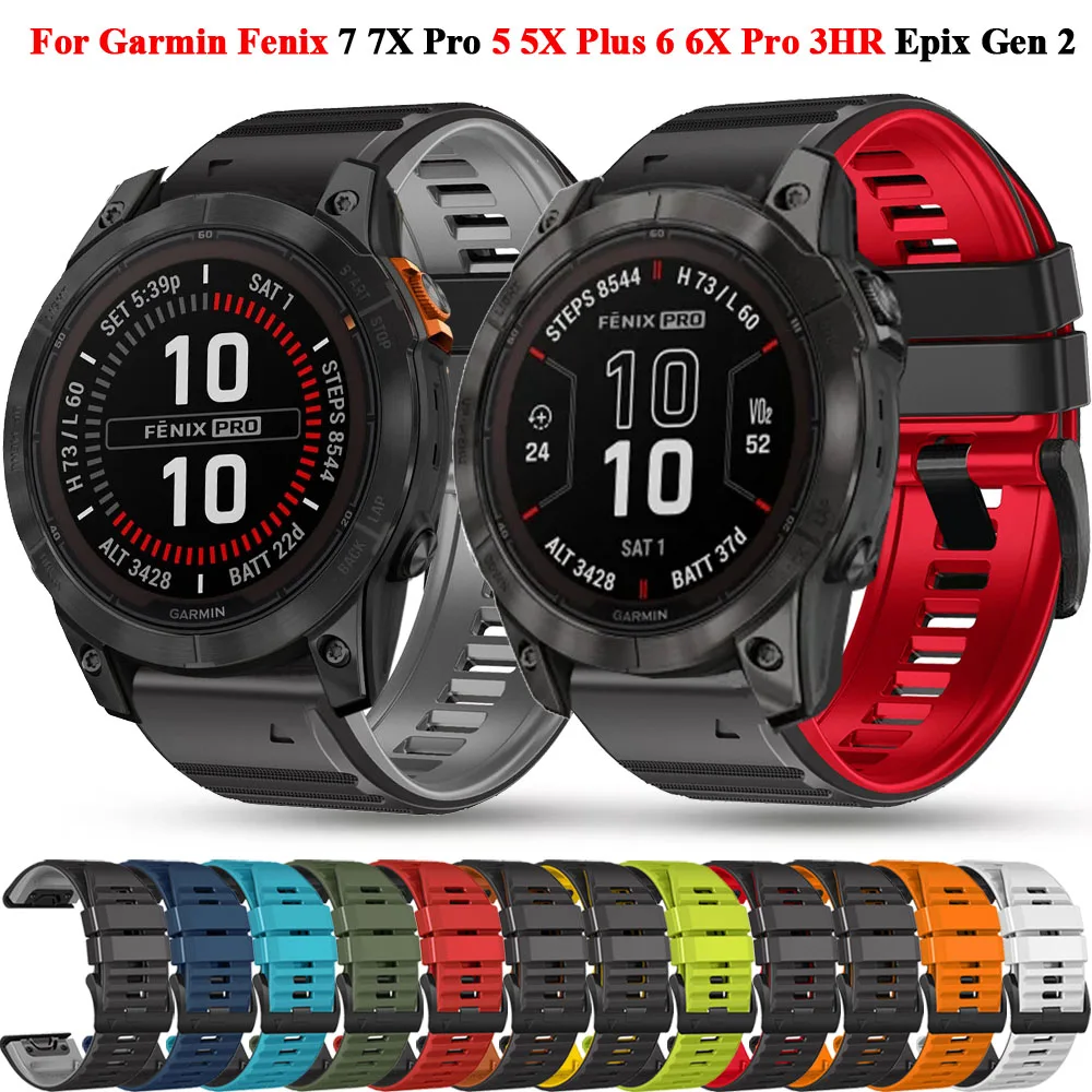 

26 22MM Silicone QuickFit Replace Watchband Straps For Garmin Fenix 7X 7 Pro 6X 6 Pro 5 5X Epix 2 Smartwatch Wristbands Bracelet