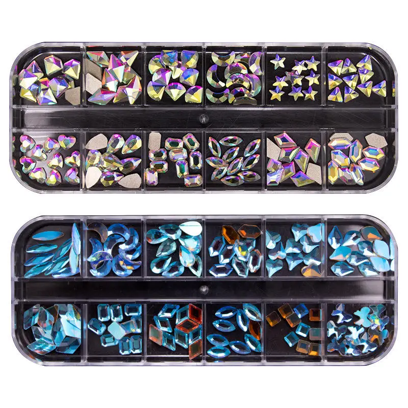 

Best Seller Stone Nail Rhinestones Crystal kit Multi Shape Glass Diamonds Rhinestone Nails for Nails Art Decoration