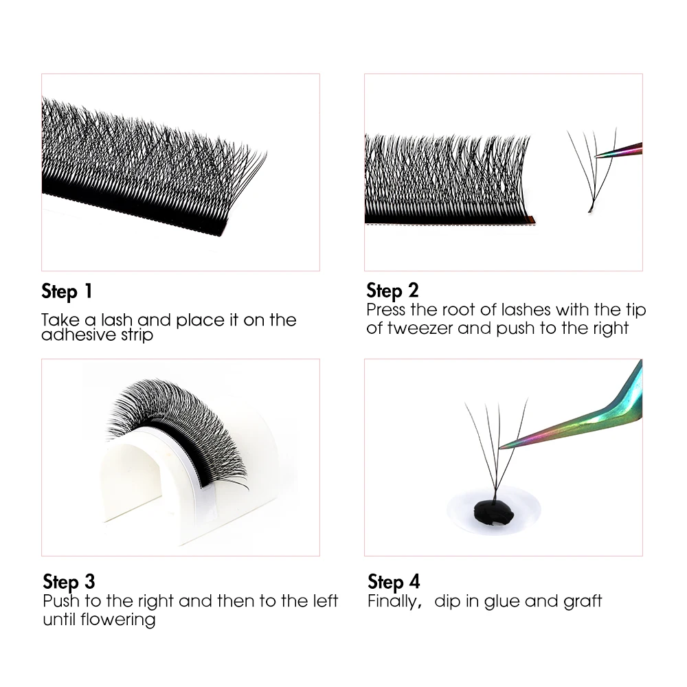 Фото Bella moça 4DW Lashes 8-14mm D Curl 0.07 Черный/Коричневый Натуральные Мягкие Ресницы №5