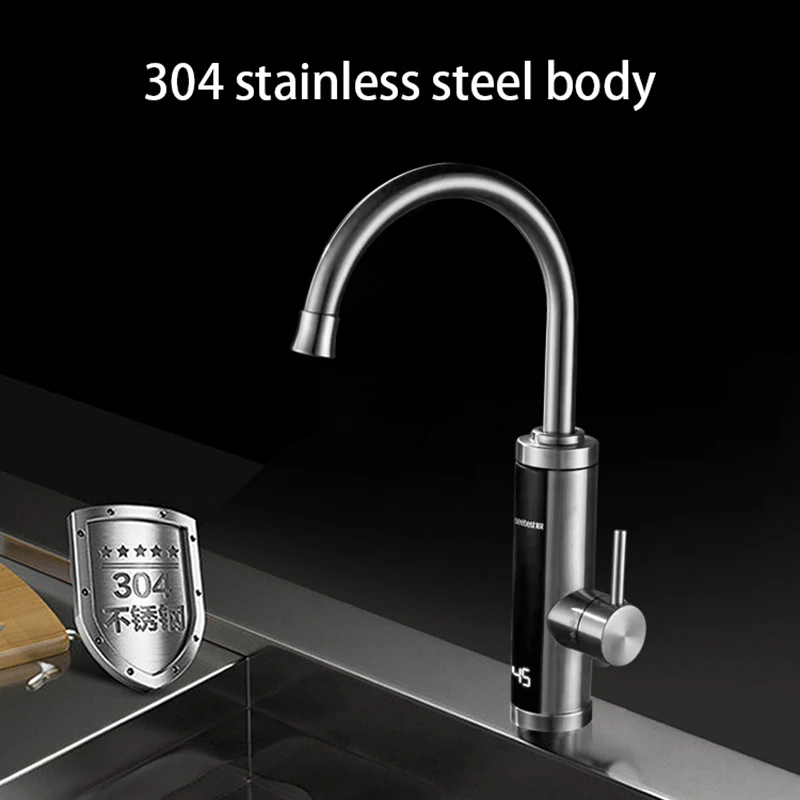 New Design High Quality Modern Fast Heating Kitchen 304 Stainless Steel Mixer Tap Instant Electric Hot Water Heater Faucet enlarge