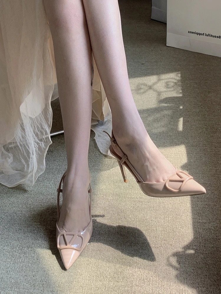 Women's Shoes Summer 2023 Luxury Brand High-heeled Sandals  Genuine Leather Pointed Toe Pumps Elegant Women Shoes Designer Shoes