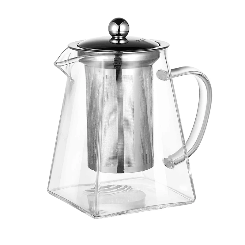 

Акция! Квадратный стеклянный чайник с инфузером, 550 мл, чайник из боросиликатного волокна с ситечком, прозрачные листовые чайники для рассып...