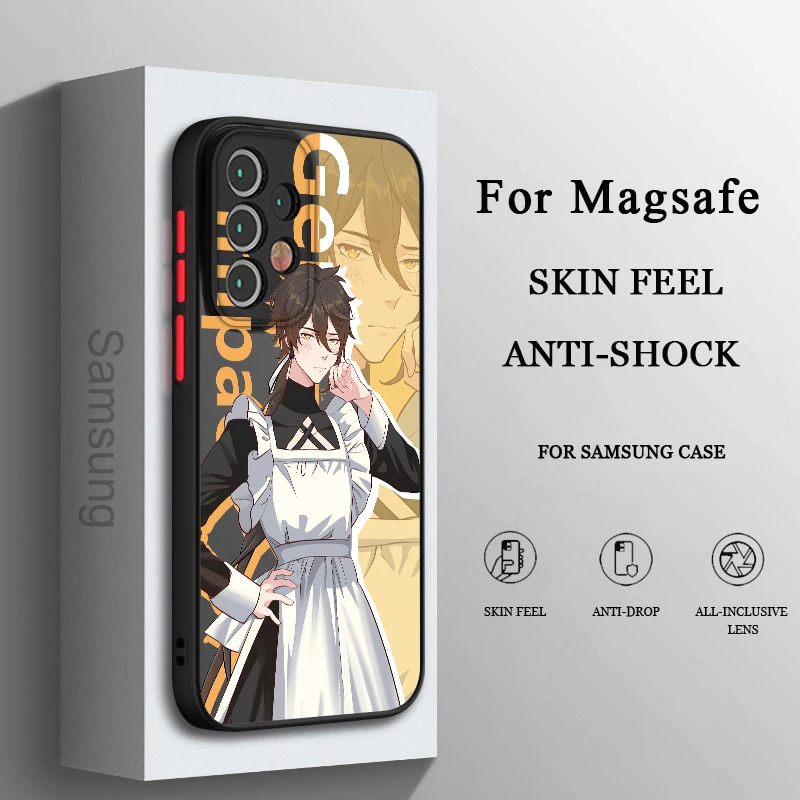 

Genshin Impact Klee ZHONGLI Phone Case For Samsung A71 A70 A52 A51 A42 A32 A22 A21S A12 A33 A53 Frosted Translucent Cover