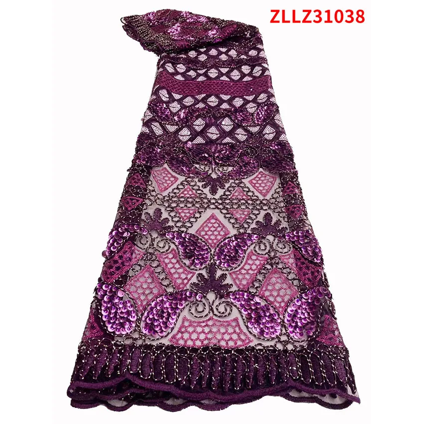 

Оригинальная Женская роскошная кружевная ткань в нигерийском стиле с бусинами и блестками, свадебная ткань ZLLZ31038