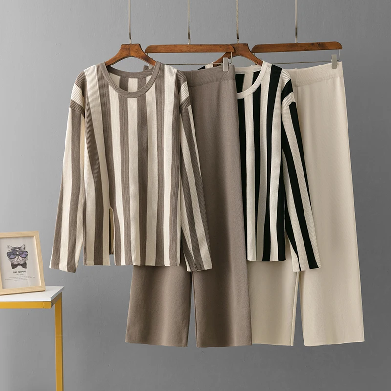 Женский Осенний Комплект Брюк В Горошек С Приталенной Рубашкой Длинными