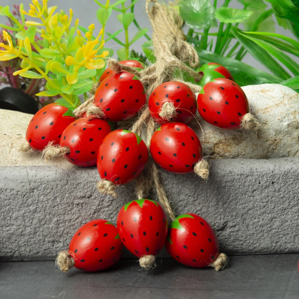 50 шт. бусина для браслетов сделай сам клубничные деревянные бусины клубника