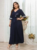 toleen womens plus size large elegant long maxi dresses 2022 summer lace blue oversized muslim party evening festival clothing