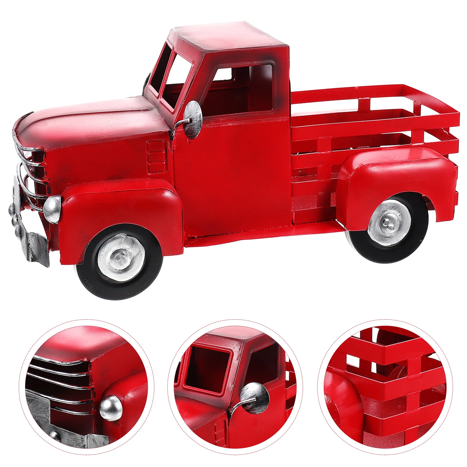 

Christmas Truck Xmas Party Car Decoration Model Trunk Red Metal Ornament Desktop Table Trees Figurine Centerpiecesvintage Pickup