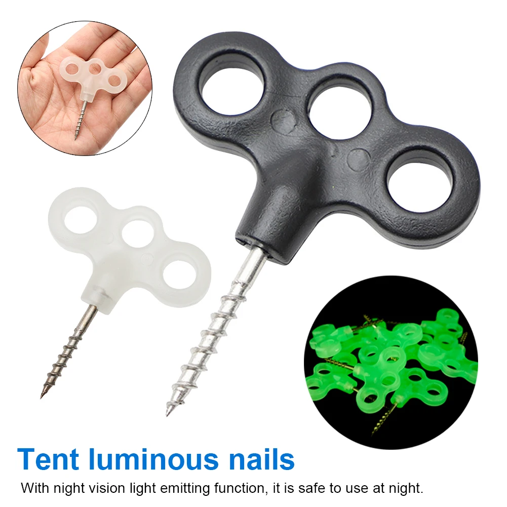 

1/4pcs Tent Screw Spike Hook Rope Buckle Hiking Camping Ground Pin Tent Nail Luminous Pegs Travel Outdoor Equipment Accessories