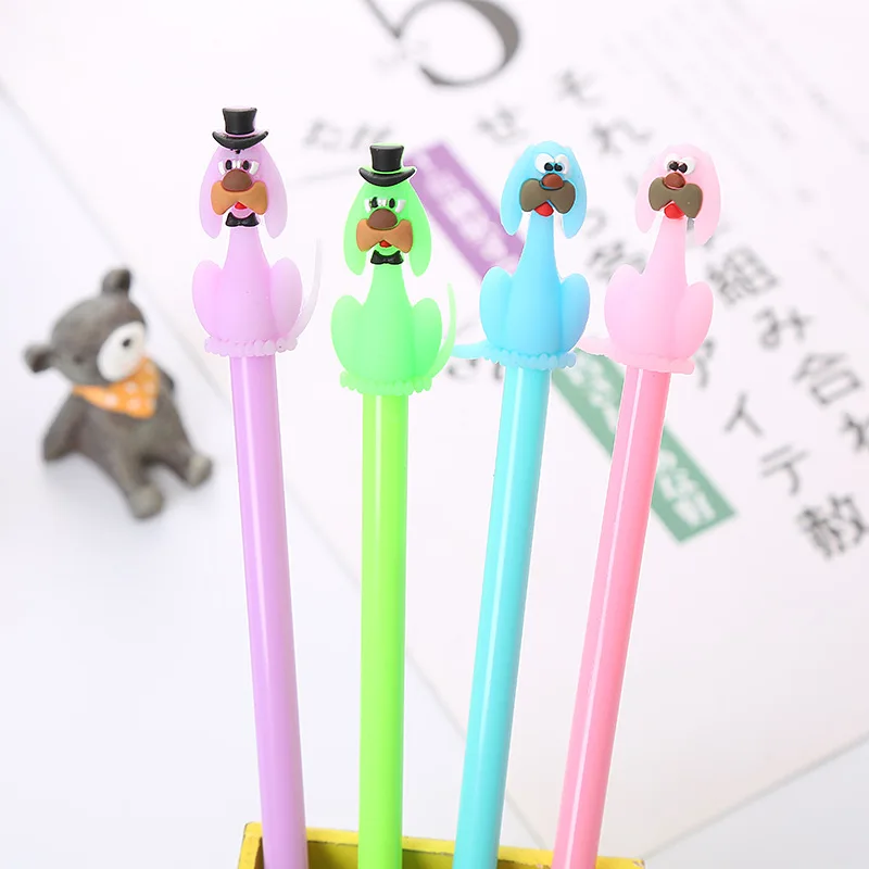 

30pcs Creative stationery student neutral pen Korean version black needle tube water-based pen cute dog cartoon pen