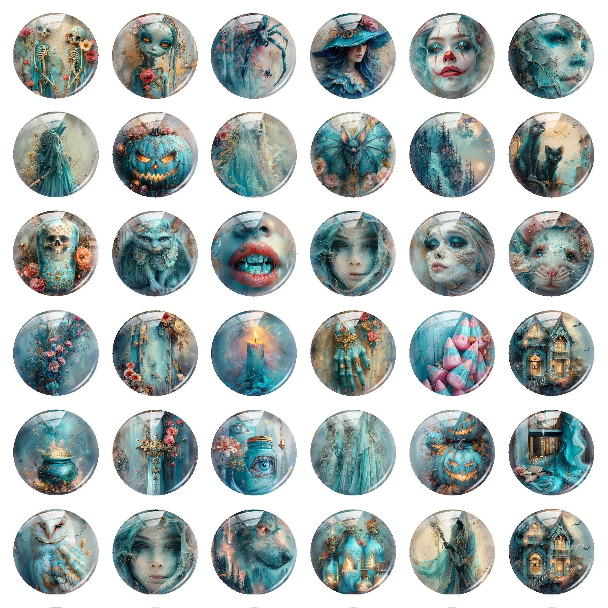 Ручная работа Хэллоуин готический ужас синий череп кошка Сова искусственное