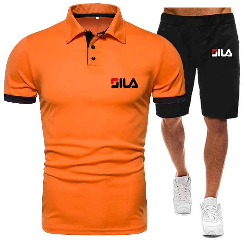 Men's Polo Shirt + Shorts Set Summer Man Sports Tracksuits Fashion Casual Short Sleeve T-shirt Suit 2023 Male Brand Streetwear images - 6
