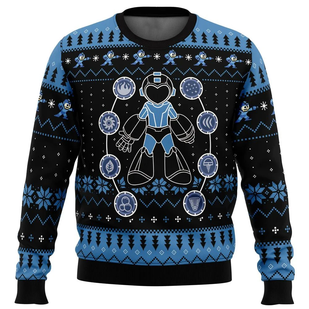 

2023 Mega Man Mega Holiday Ugly Christmas Sweater Gift Santa Claus Pullover Men 3D Sweatshirt And Top Autumn And Winter Clothi