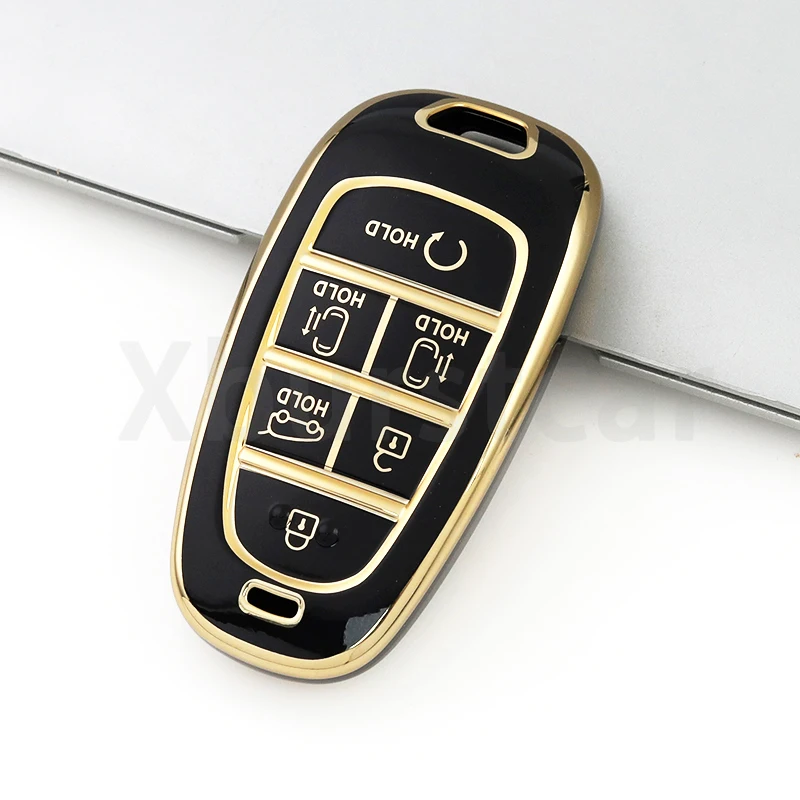 

6-кнопочный чехол для автомобильного ключа, брелок для Hyundai Santa Fe Tucson NEXO NX4 Atos Solaris Prime Sonata Palisade, аксессуары