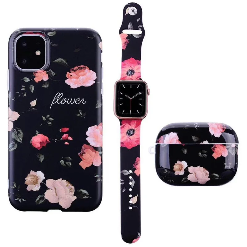 

Fhx-vf Horlogeband Strap + Airpods Pro Case Voor Apple Iphone 12 Pro Max 12 Mini Rubber Cover Voor Iphone 11 Pro Xs Max Xr