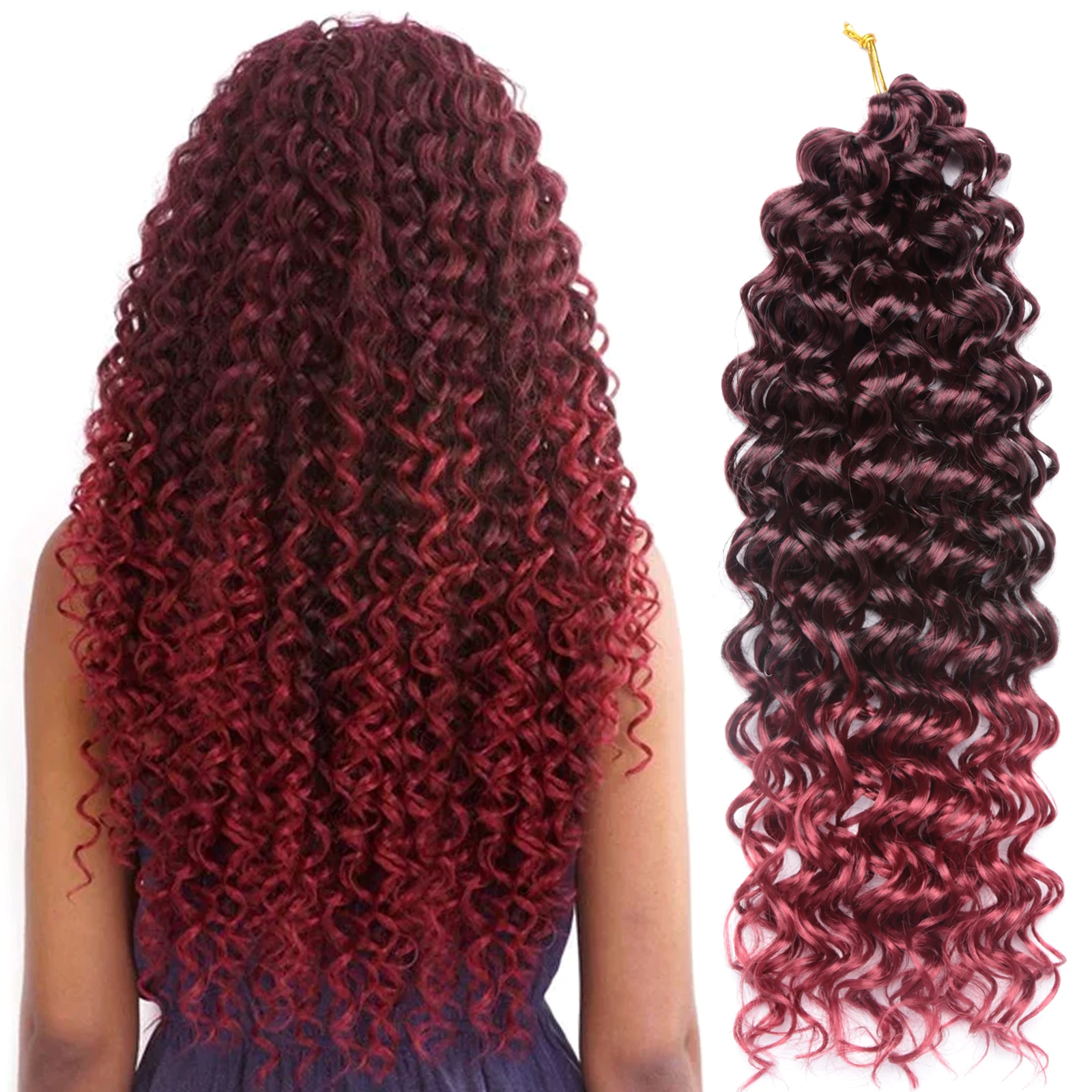 

Amir GoGo Curl Crochet Hair Water Wave Hair Synthetic Bohemian Ombre Color Deep Wave Braiding Hair Extensions for Black Women