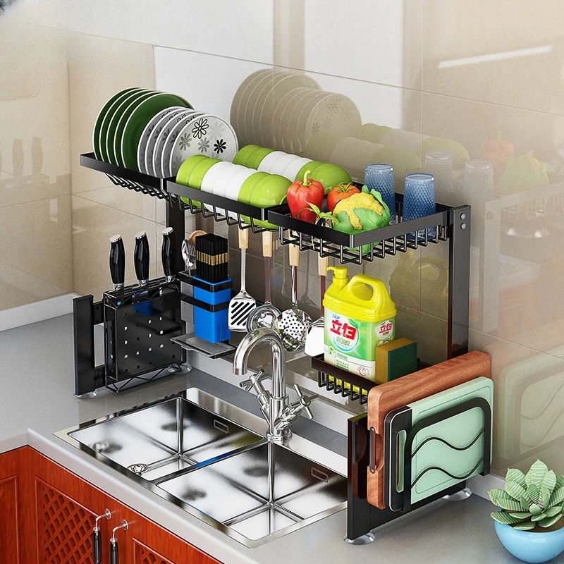 

Aoliviya Sh New Austrian Bold Stainless Steel Sink Storage Shelf Kitchen Sink Drain Rack Black Dish Rack Bowls Storage Rack