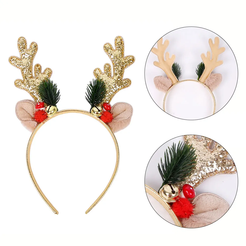 

1pcs Christmas Furry Animal Deer Horn Hair Hoop Plush Antler Headbands Cartoon Headpiece For Christmas Party Decoration