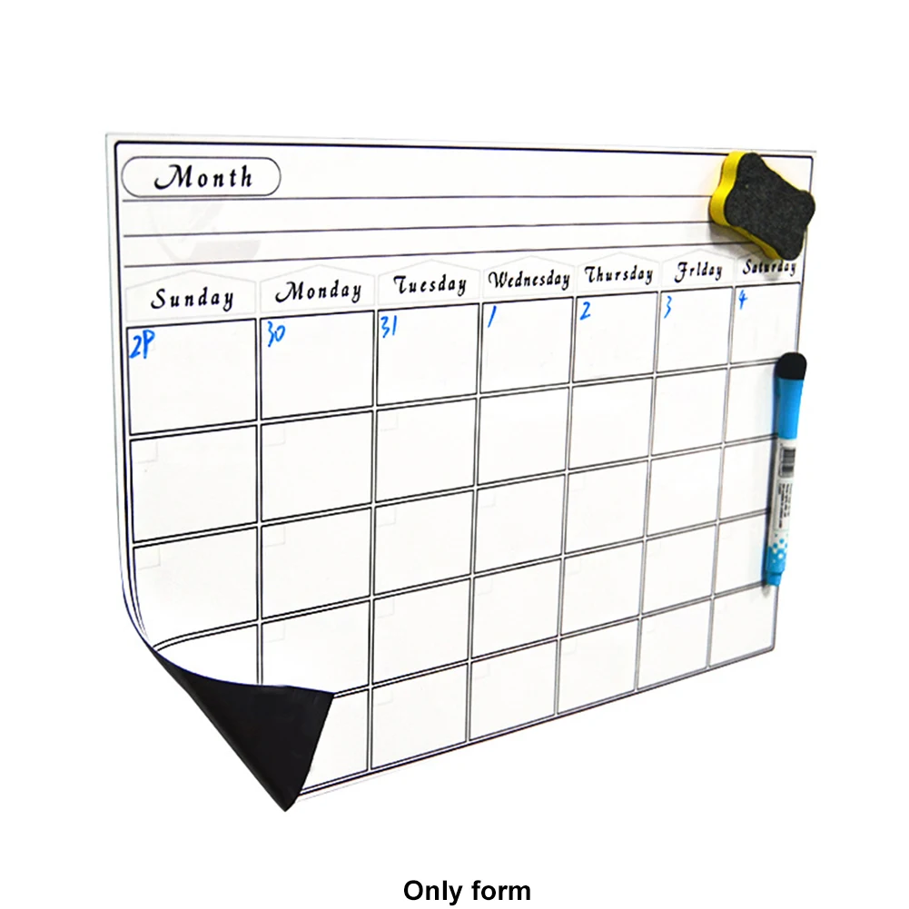 

Month Home Rewritable Durable Weekly Anti-stain Memo Daily Planner Calendar Kitchen Erasable Magnetic Whiteboard For Fridge