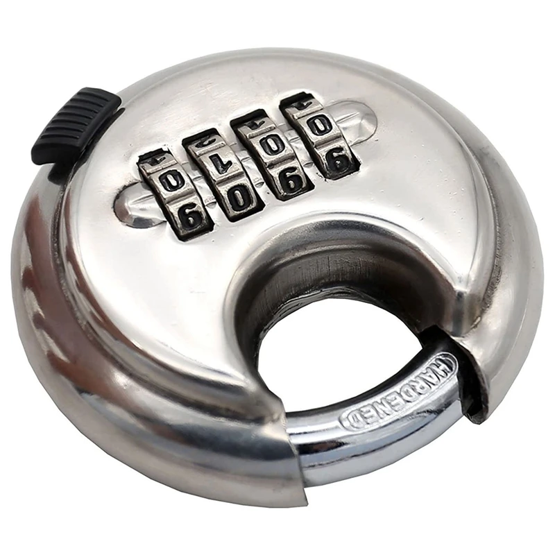 

4-Position Combination Disc Padlock Stainless Steel Warehouse Round Padlock for Warehouse Cabinet Bicycle Trailers