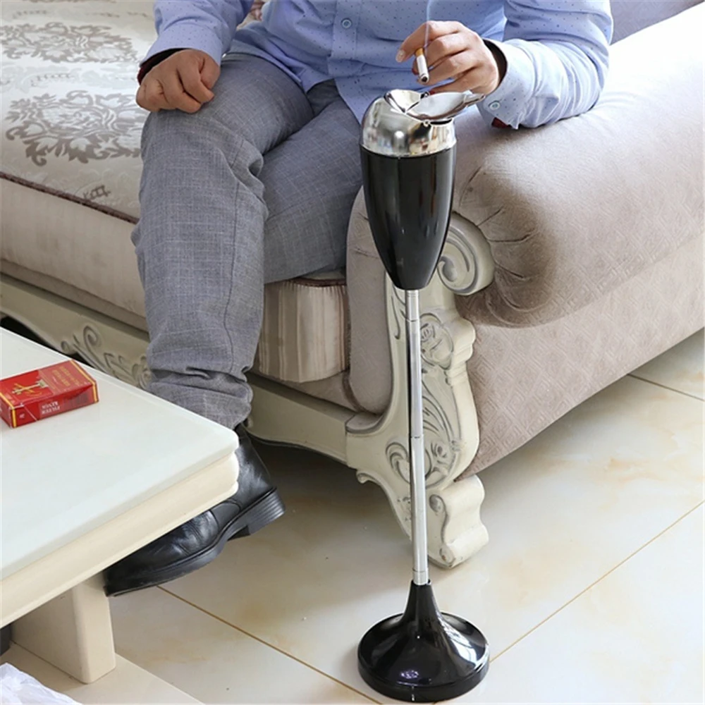 

W/ Smoking Ashtrays Lid Vertical Adjustable Height Ashtray Stainless Standing Rotating Floor Closable Steel Cigarette Ashtray