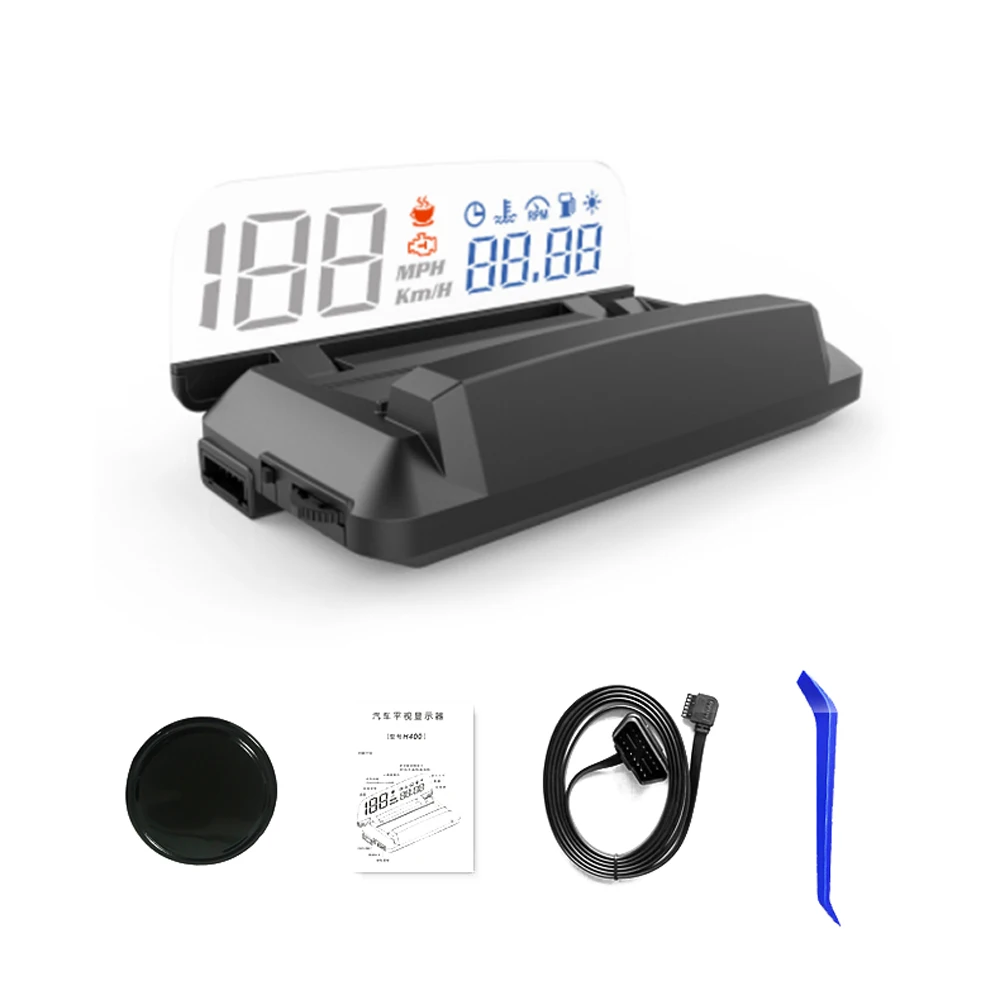 

Car HUD Head Up Display LED Speedometer Projector with Speed/Time/Water Temperature/RPM/Fuel Consumption/ Alarm Function