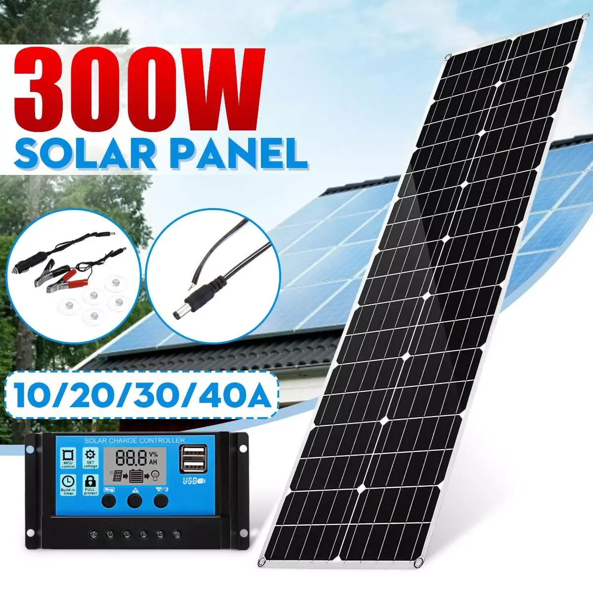 

NEW 300W Solar Panel 18V Flexible Waterproof Solar Panel Solar System Kit Battery Solar Charger For Home Outdoor RV Car