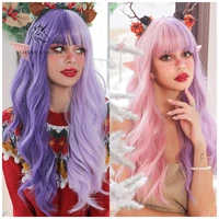 blonde unicorn purple pink wig synthetic long wavy wig cosplay christmas party use for women high density heat resistant fiber