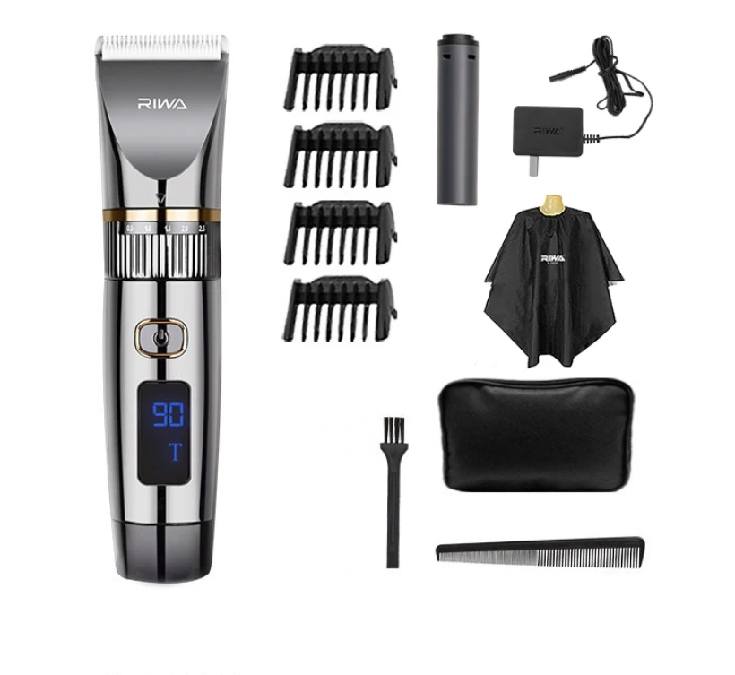 

RIWA Hair Clipper Trimmer for Men with LED Washable Rechargeable Hair Clippers Professional Beard Trimmer Cutting Machine Suit