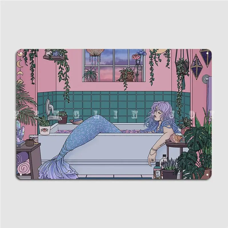 Городская Русалка металлический знак настенная пещера клубный бар забавная