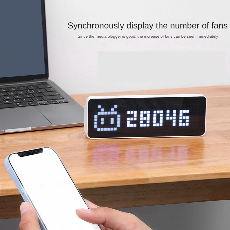 

Desktop Clock Youtube Followers Simultaneous Weather Forecast Function Pixelated Message Display