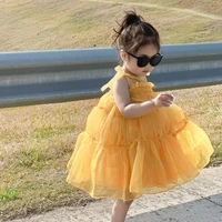 toddler baby kids girls party dress 2022 summer sleeveless bowknot tutu dress layered tulle princess birthday dress