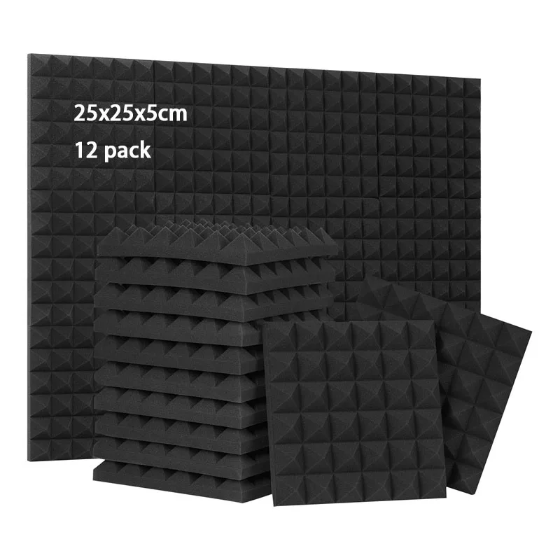 

Звукопоглощающая панельная губка для звукоизоляции, 12 шт., 25x25x5 см