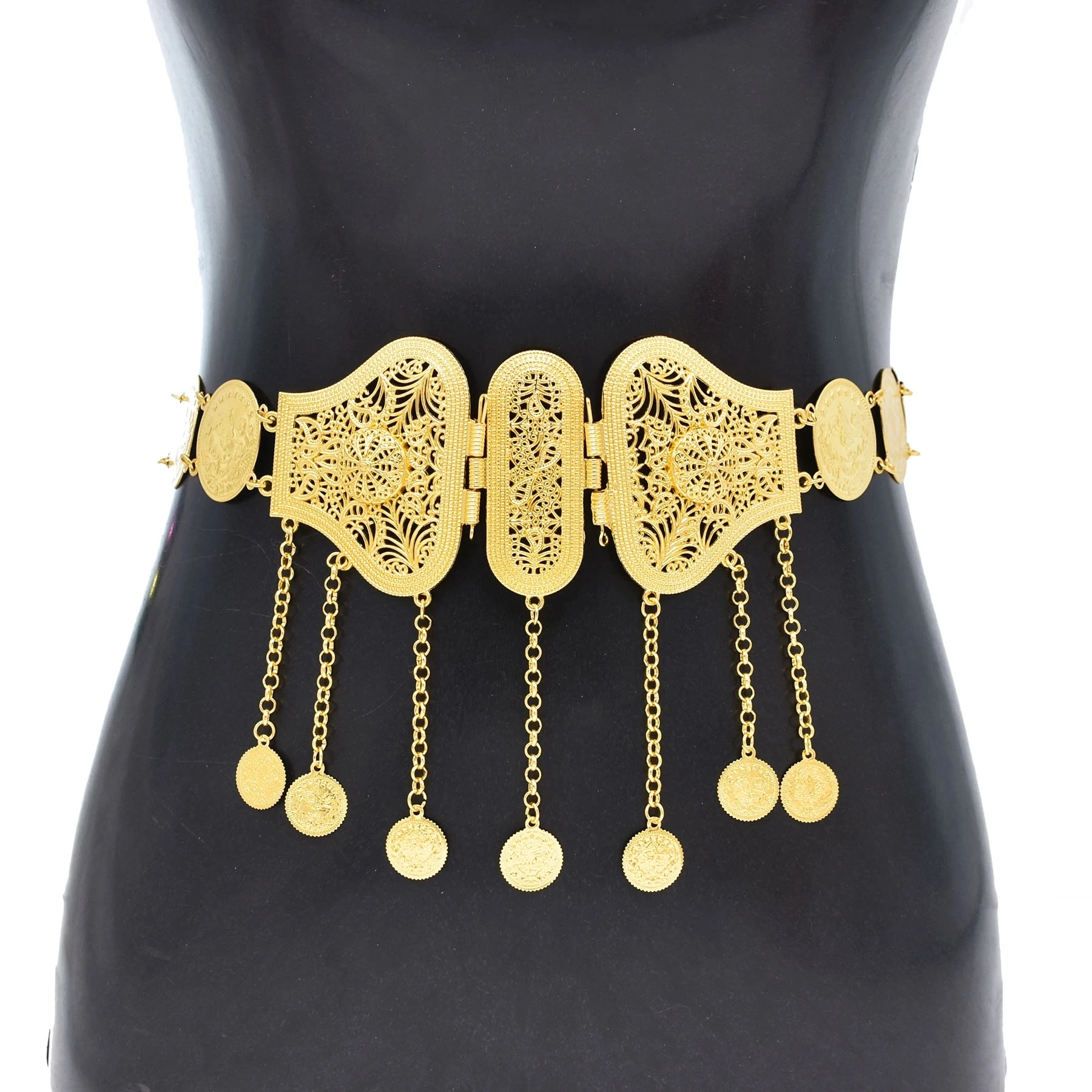 

Coin Tassel Body Chain Gold Charm Carving Hollow Afghanistan Sexy Belly Dance Chain Women's Jewelry Gifts