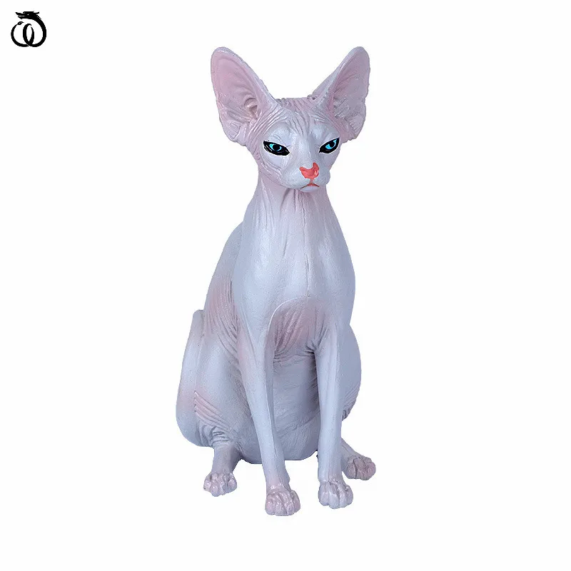 

Canadian Hairless Lucky Cat Simulation Aniaml Model Statue Figurines Plastic Craft Pet Props Toy Home Decor Accessories